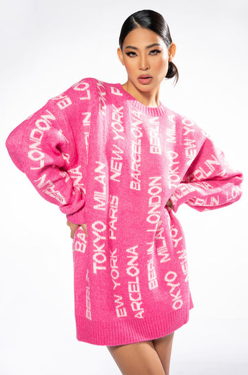 World Traveler Oversized Sweater Dress