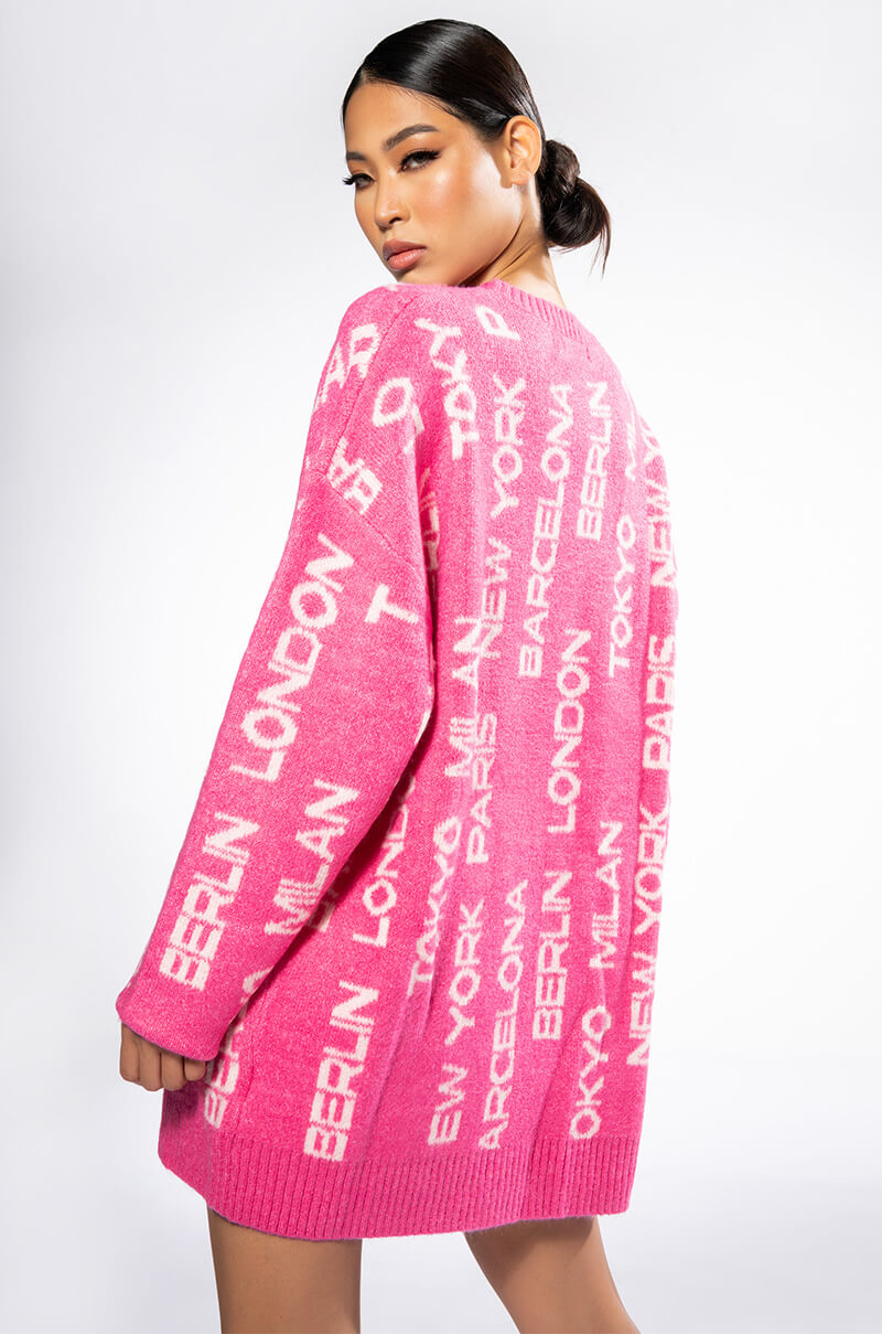 World Traveler Oversized Sweater Dress