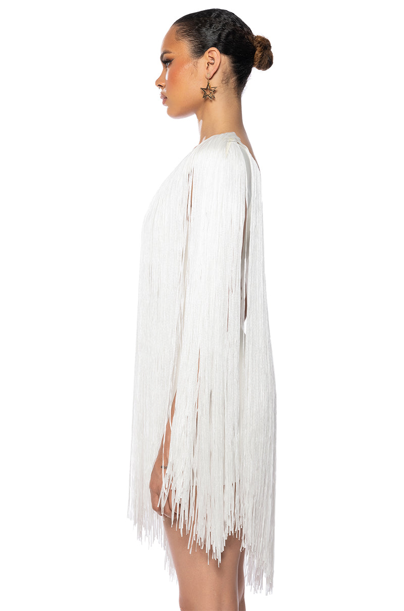 Zasha One Shoulder Bandage With Fringe Mini Dress