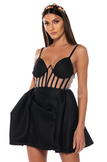 Zoey Corset Fit And Flare Sleeveless Mini Dress